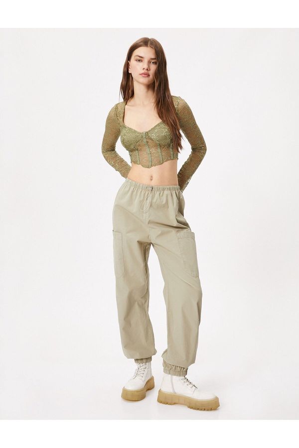 Koton Koton Parachute Trousers Pocket Detailed Elastic Stopper Cotton