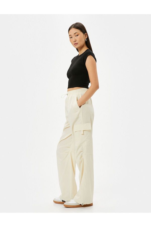 Koton Koton Parachute Trousers with Cargo Pocket and Elastic Waist with Stopper