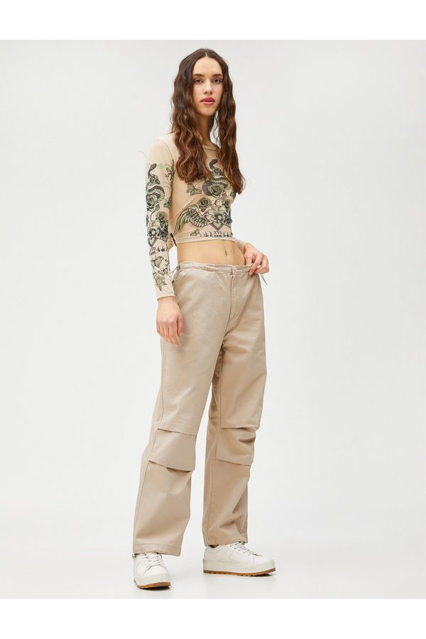 Koton Koton Parachute Trousers with Elastic Waist Pocket Detail