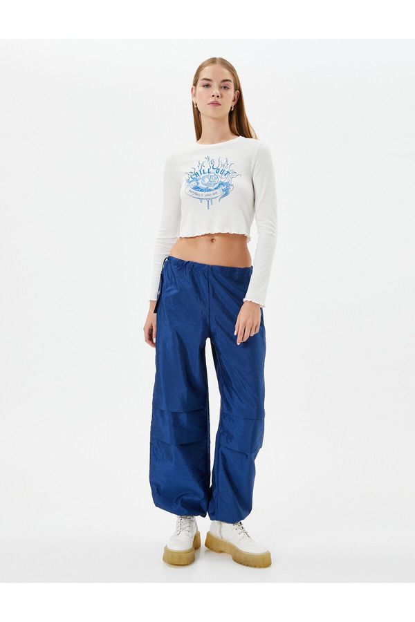 Koton Koton Parachute Trousers With Side Flap Pockets Tier Detail