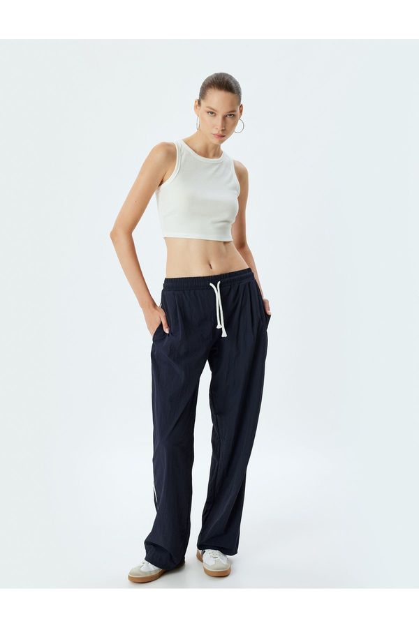 Koton Koton Parachute Trousers with Tie Waist and Pocket Detail