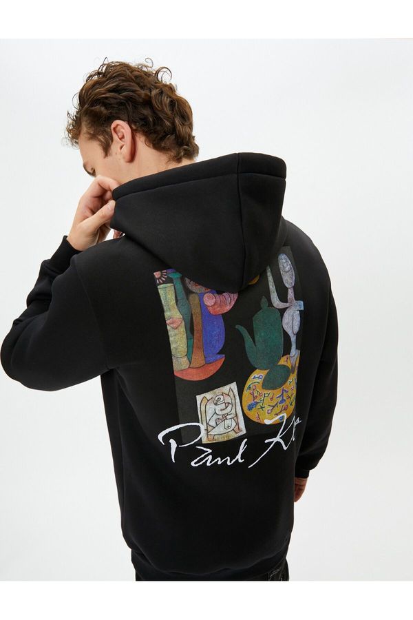 Koton Koton Paul Klee Hooded Sweat Kangaroo Pocket Licensed Printed on the Back