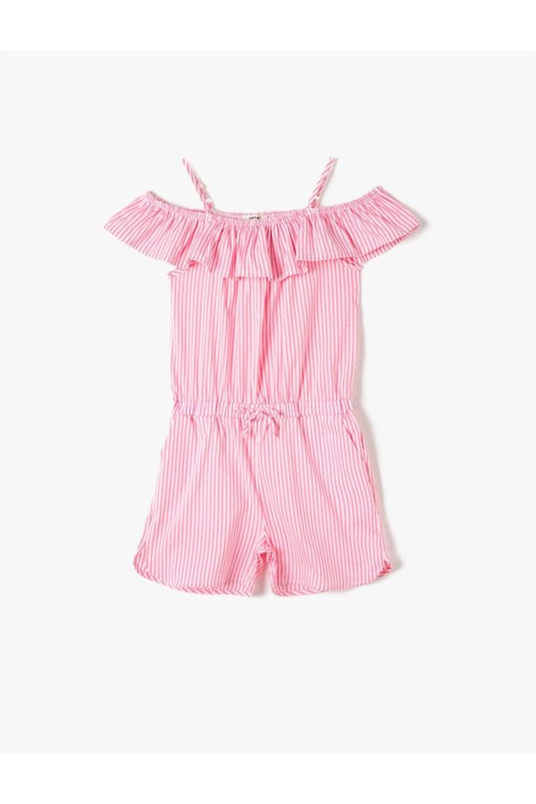 Koton Koton Pink Striped Girl's Overalls