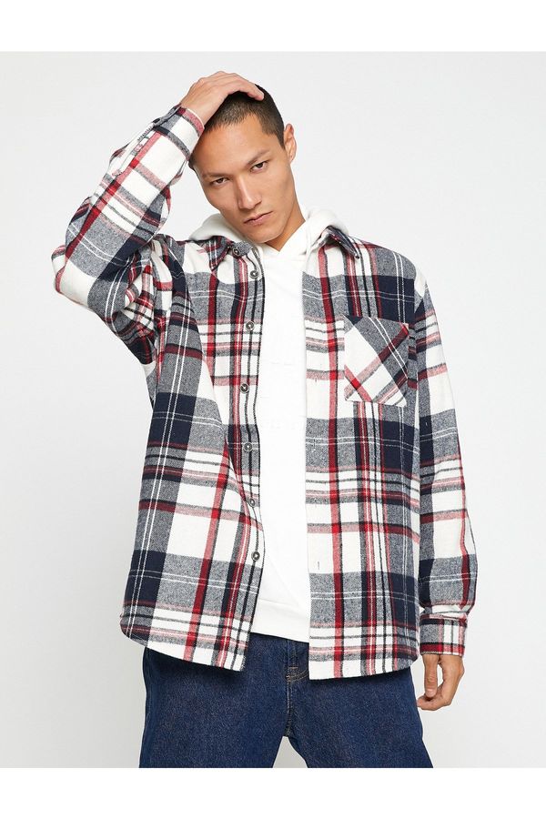 Koton Koton Plaid Lumberjack Shirt Classic Collar Pocket Detailed Long Sleeve