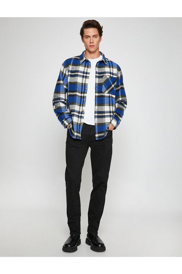 Koton Koton Plaid Lumberjack Shirt with Pocket Detail Classic Collar