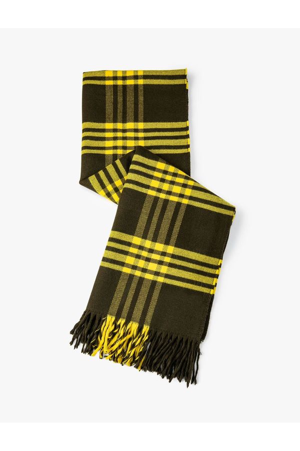 Koton Koton Plaid Plaid Scarf, Soft Textured Tassels