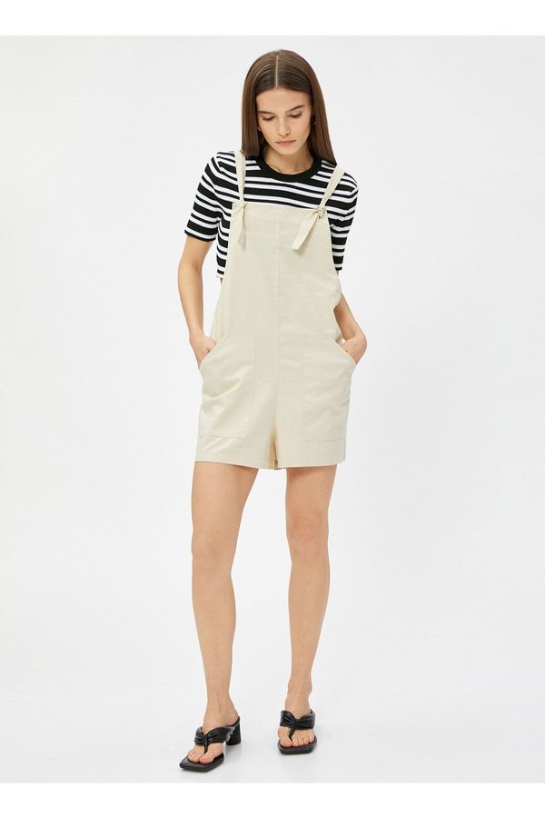 Koton Koton Plain Beige Women's Overalls 3SAK40166EW