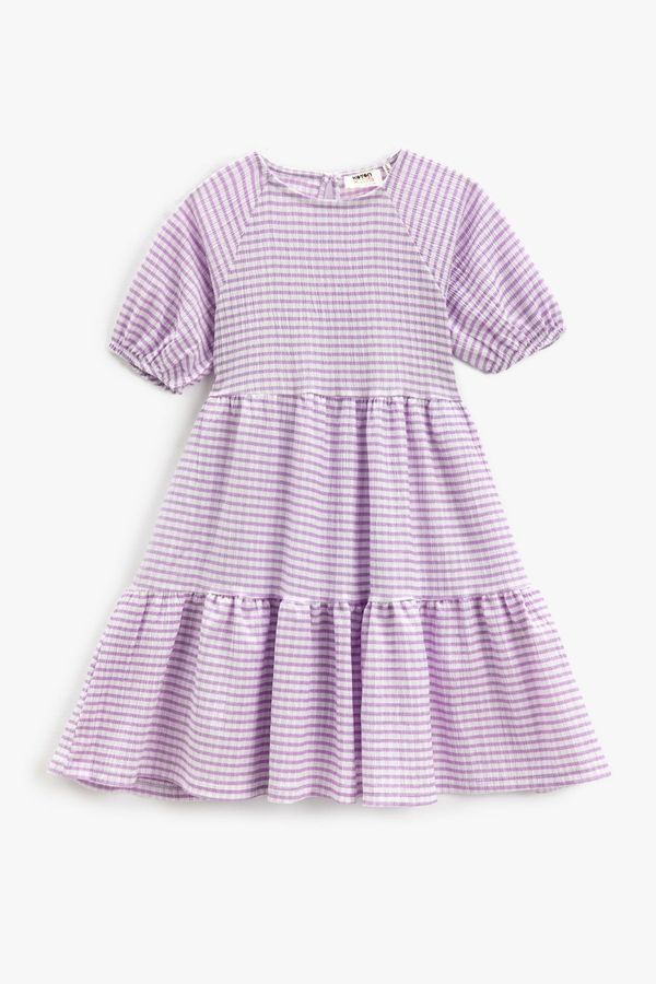 Koton Koton Plain Lilac Girl's Tea-length Dress