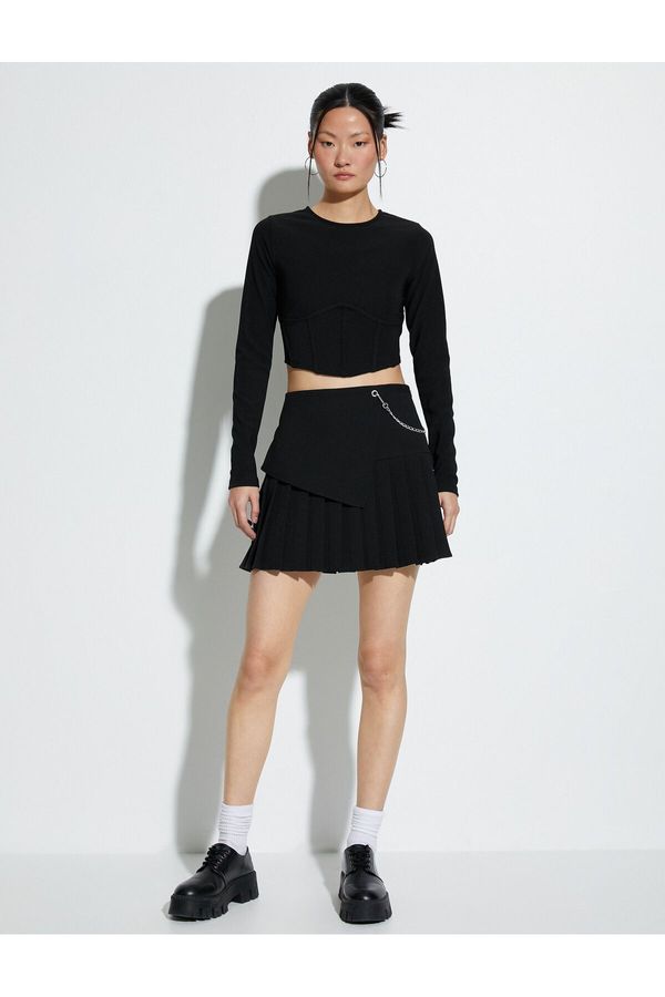 Koton Koton Pleated Mini Skirt Chain Detail Normal Waist