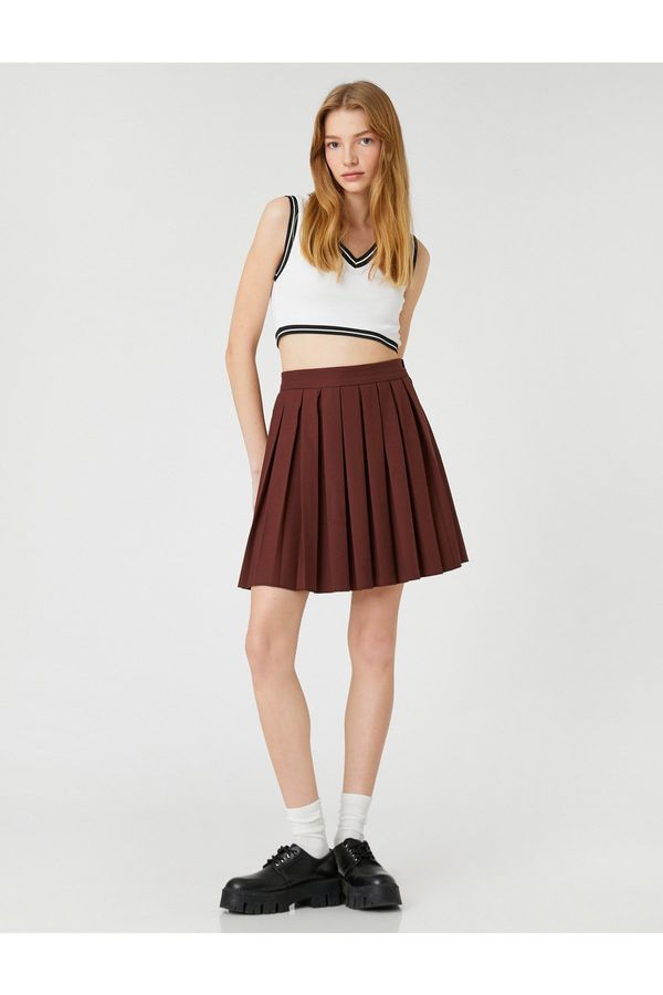 Koton Koton Pleated Mini Skirt With Zipper Closure
