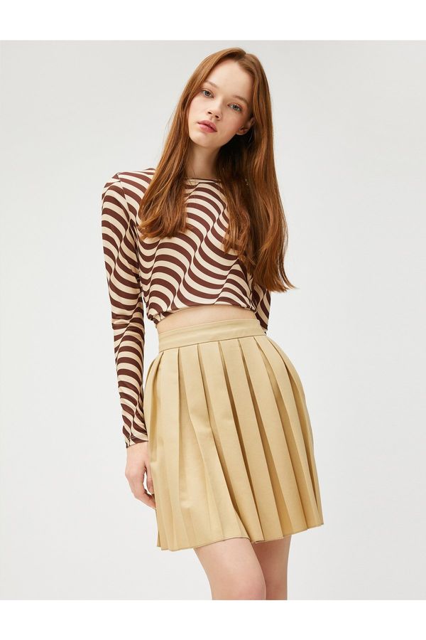 Koton Koton Pleated Mini Skirt With Zipper Closure