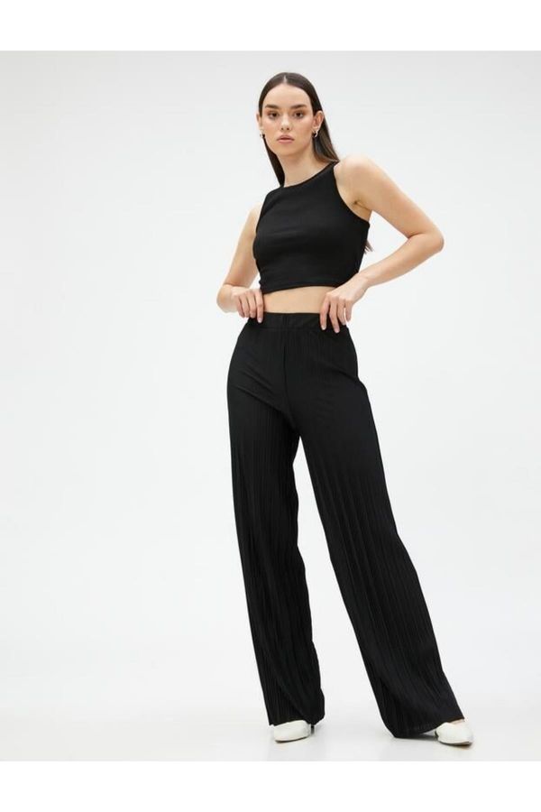 Koton Koton Pleated Pants High Waist Elastic Waist