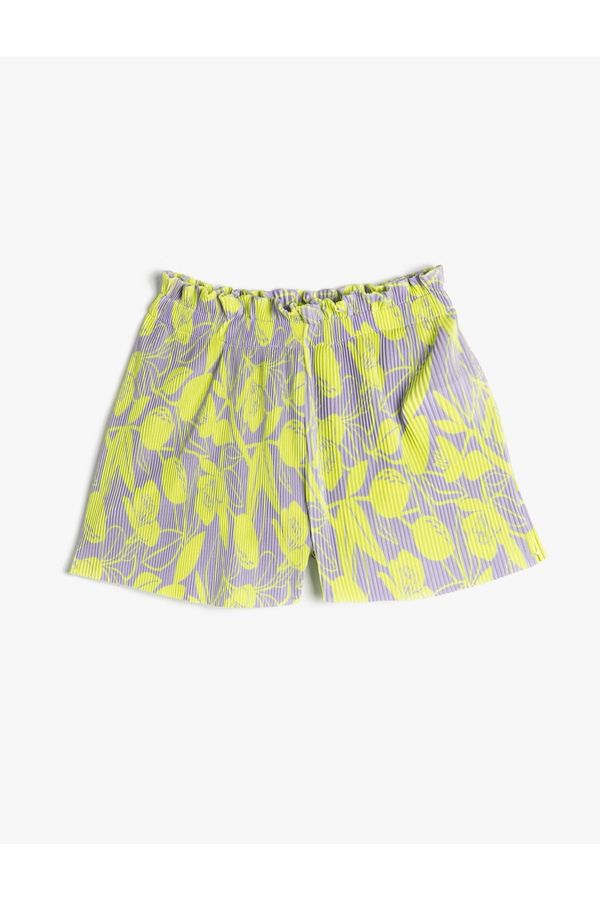 Koton Koton Pleated Shorts with Elastic Waist Floral Pattern Comfortable Cut