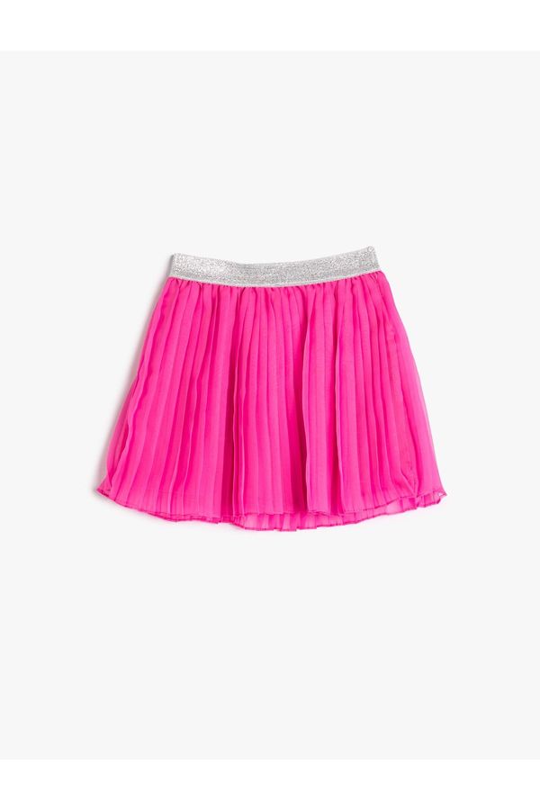 Koton Koton Pleated Tulle Skirt with Shimmer. Elastic Waist, Lined.