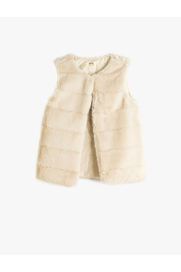 Koton Koton Plush Vest Round Neck Sleeveless