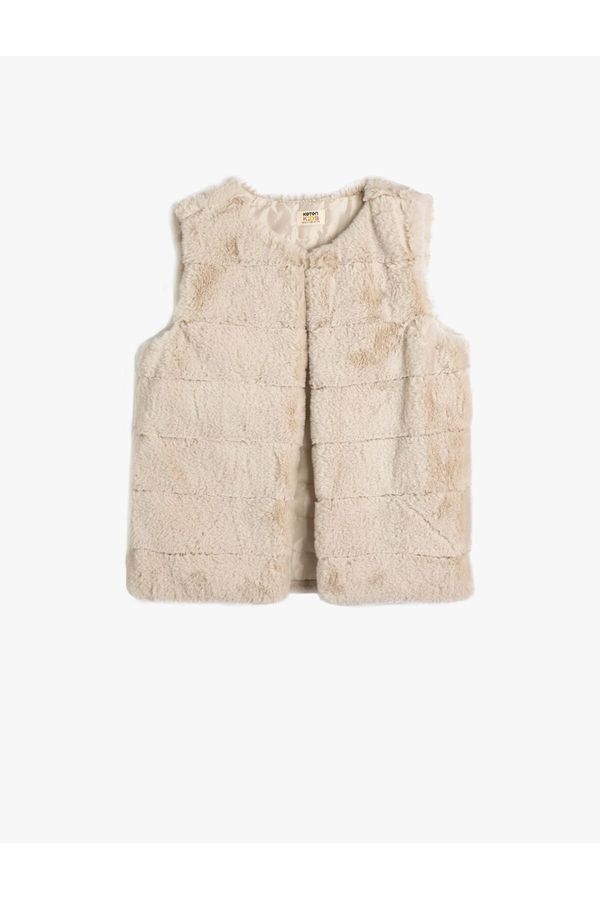 Koton Koton Plush Vest Round Neck Sleeveless