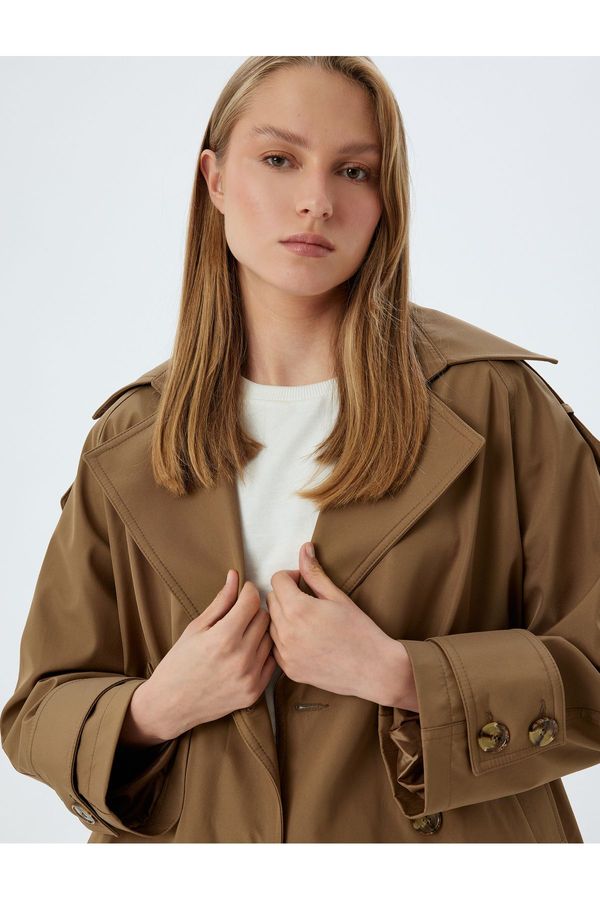 Koton Koton Pocket Double Breasted Short Trench Coat