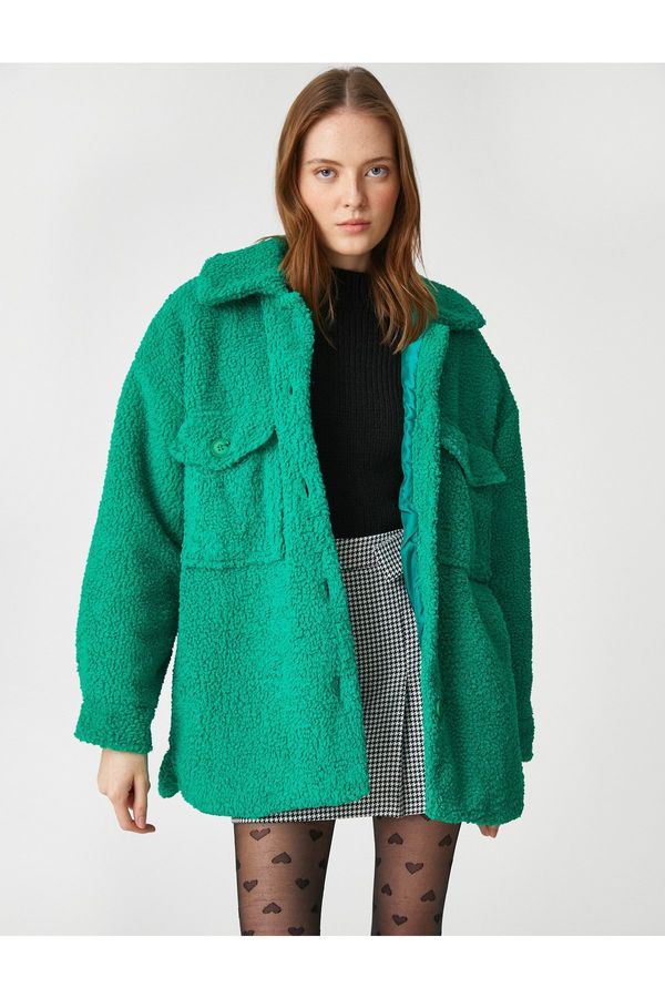 Koton Koton Pocket Oversize Plush Jacket