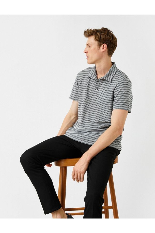 Koton Koton Pocket Striped Polo Neck T-Shirt