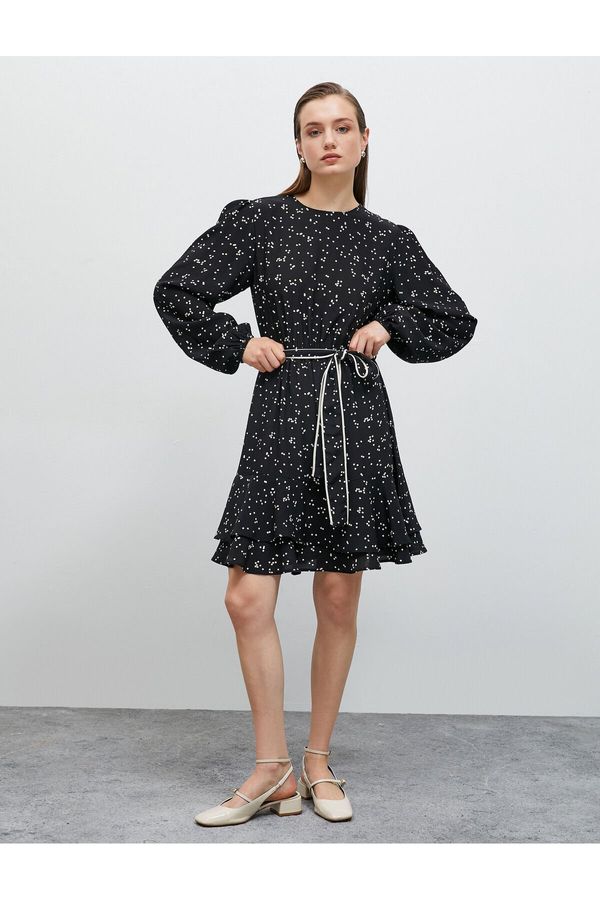 Koton Koton Polka Dot Dress Layered Mini Belt Detailed