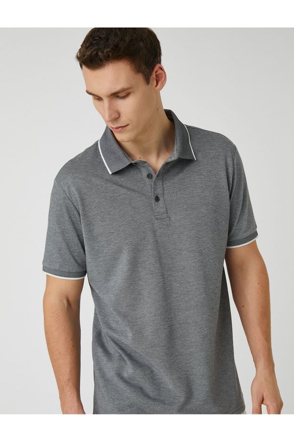 Koton Koton Polo-Collar T-Shirt, Slim Fit with Button Detail