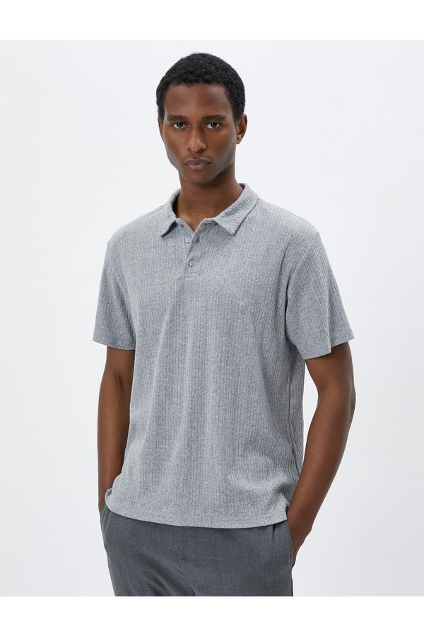 Koton Koton Polo Neck Knitwear T-Shirt Textured Buttoned Short Sleeve
