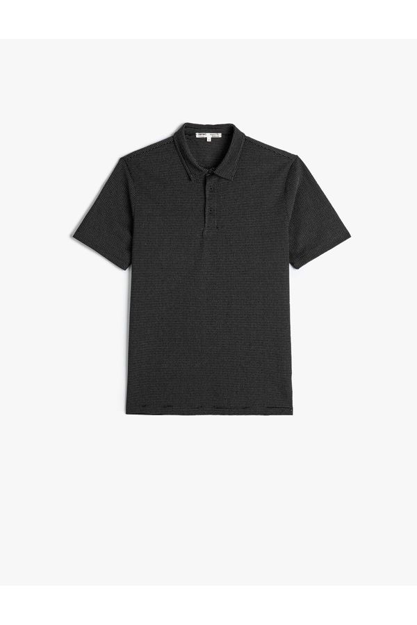 Koton Koton Polo Neck T-Shirt Short Sleeve Buttoned Textured