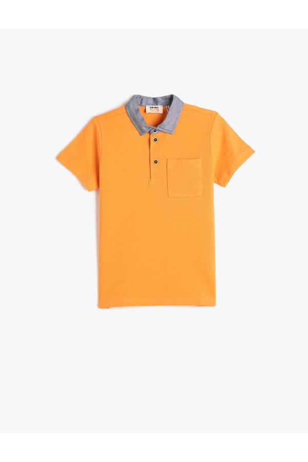 Koton Koton Polo-Neck T-Shirt Short Sleeved One Pocket Detailed Cotton.