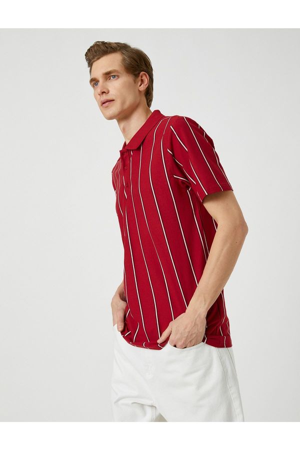 Koton Koton Polo Neck T-Shirt, Slim Fit, Button Detailed Cotton.