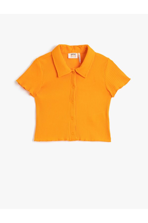 Koton Koton Polo T-Shirt Short Sleeve Snap Buttons Cotton Ribbed