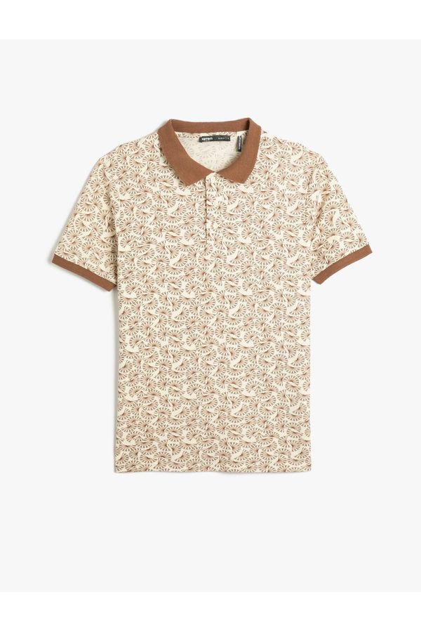 Koton Koton Polo T-Shirt with Geometric Print, Slim Fit Cotton with Buttons.