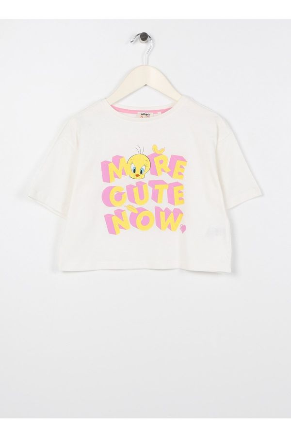 Koton Koton Printed Ecru Girls' T-Shirt 3skg10031ak