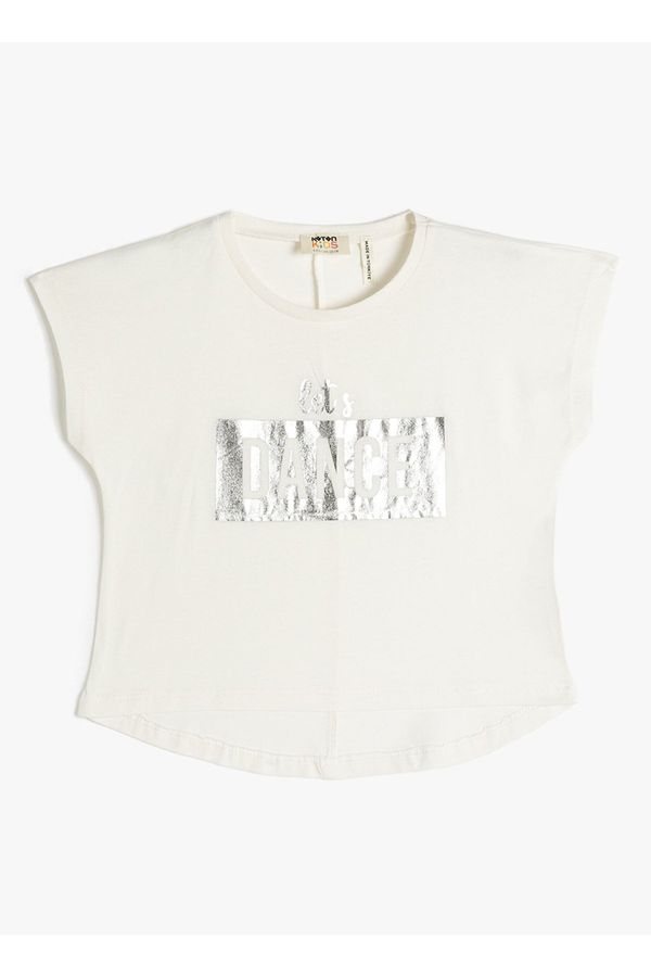 Koton Koton Printed Ecru Girls' T-Shirt 3skg10043ak