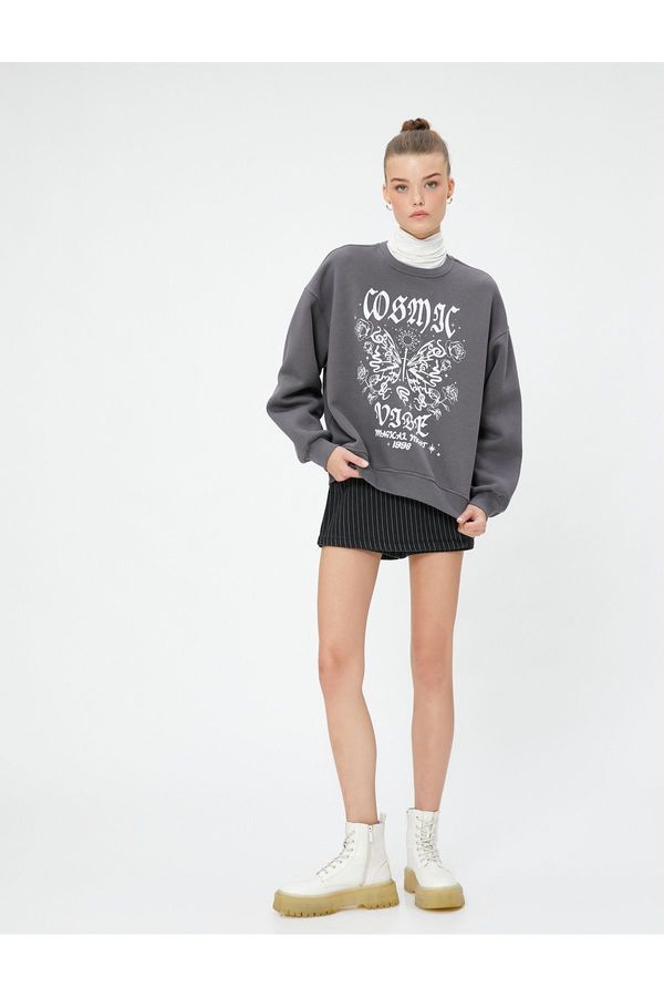 Koton Koton Printed Sweatshirt Comfortable Fit Crew Neck Long Sleeve