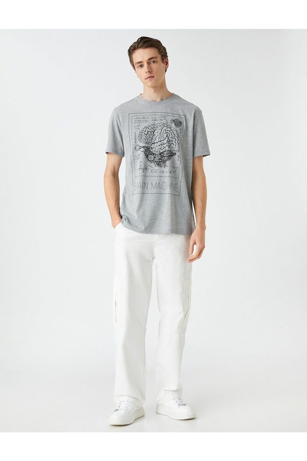 Koton Koton Printed T-Shirt, Crew Neck Short Sleeves, Slim Fit