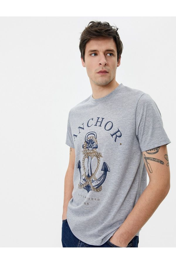 Koton Koton Printed T-Shirt Nautical Theme Slim Fit Crew Neck