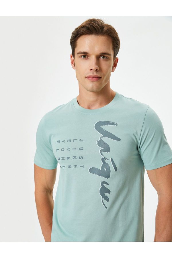 Koton Koton Printed T-Shirt Short Sleeve Crew Neck Cotton Slim Fit