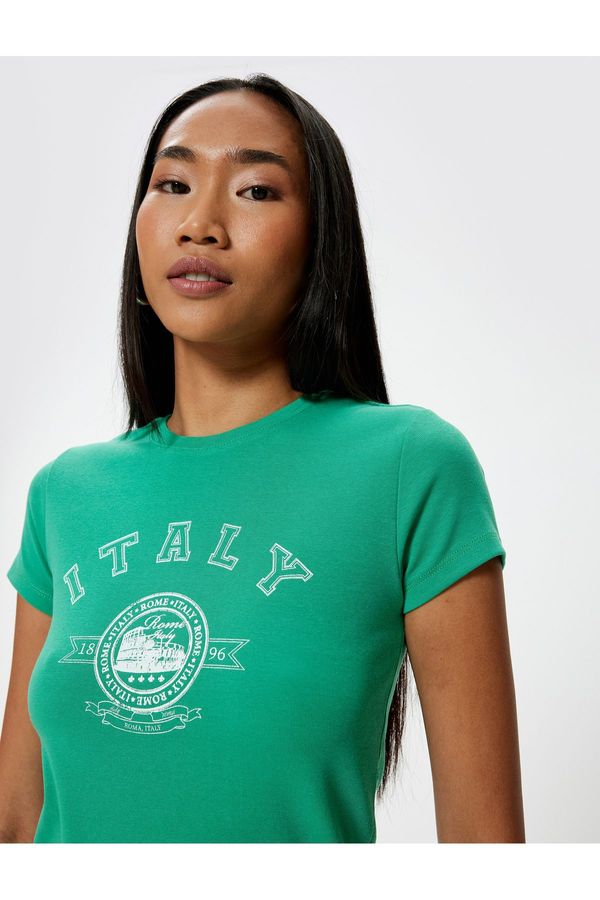 Koton Koton Printed T-Shirt Short Sleeve Crew Neck