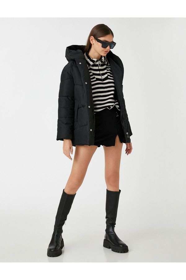 Koton Koton Puffer Jacket with Hooded Pocket Detail