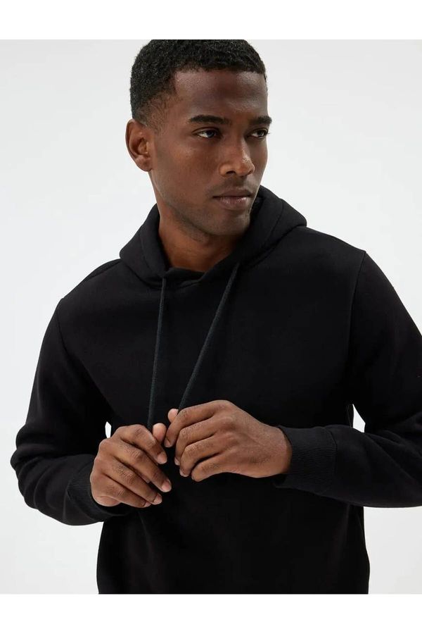 Koton Koton Raised Cotton Basic Hooded Sweatshirt