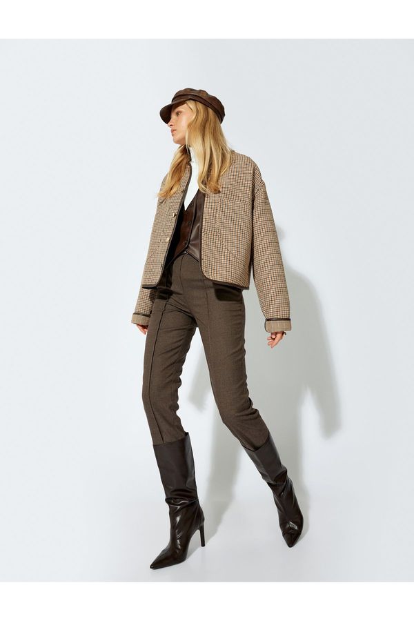 Koton Koton Ribbed Fabric Trousers Cigarette Form