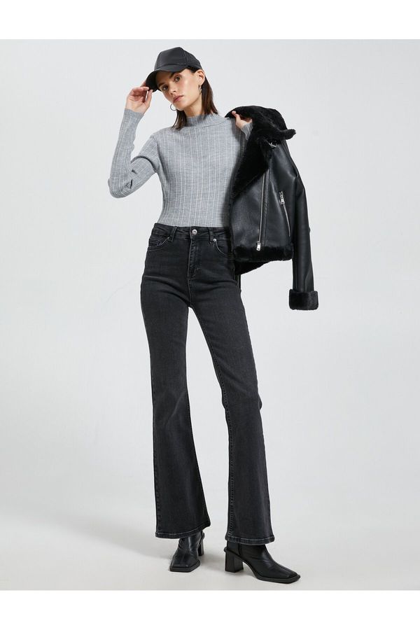 Koton Koton Ribbed Knitwear Sweater Half Turtleneck