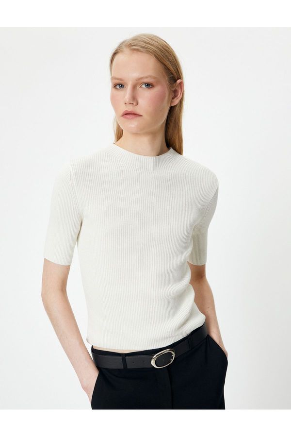 Koton Koton Ribbed Round Neck Knitwear Sweater Short Sleeve