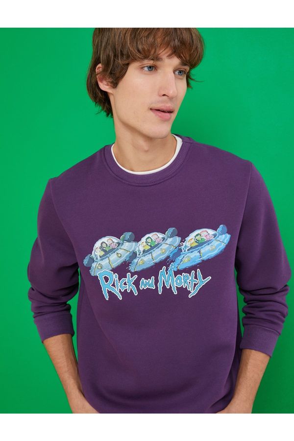 Koton Koton Rick And Morty Sweatshirt Raised Licensed Printed