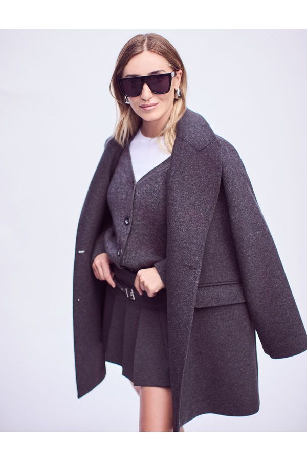 Koton Koton Şahika Ercümen X Cotton - Double Breasted Buttoned Cachet Coat