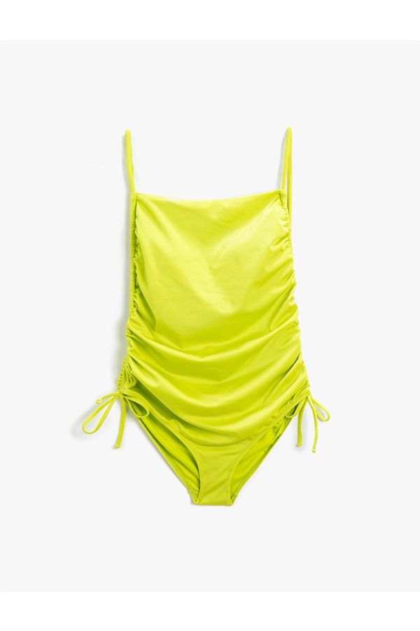 Koton Koton Şahika Ercümen X Cotton - Gathered Detailed Strappy Swimsuit