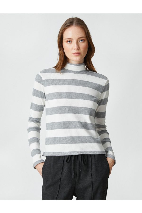 Koton Koton Şahika Ercümen X - Half Turtleneck Ribbed Long Sleeve T-Shirt