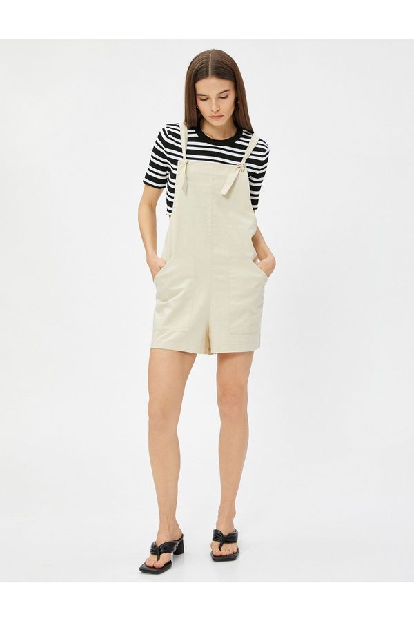 Koton Koton Salopet Overalls Linen Blended With Pocket.