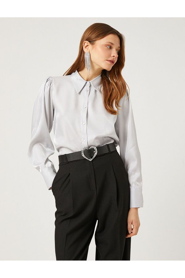 Koton Koton Satin Shirt with Draped Shoulders