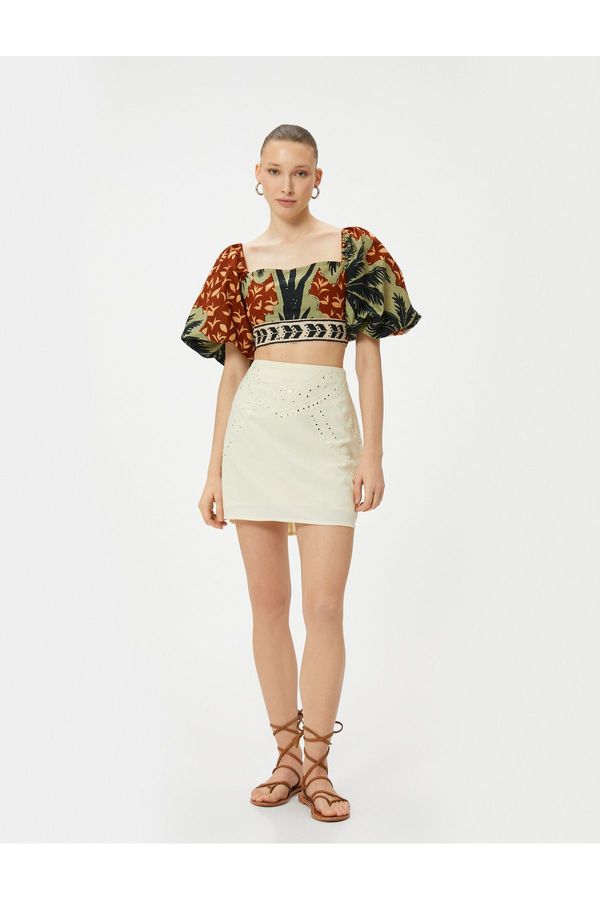 Koton Koton Scallop Mini Skirt Normal Waist Viscose Blended